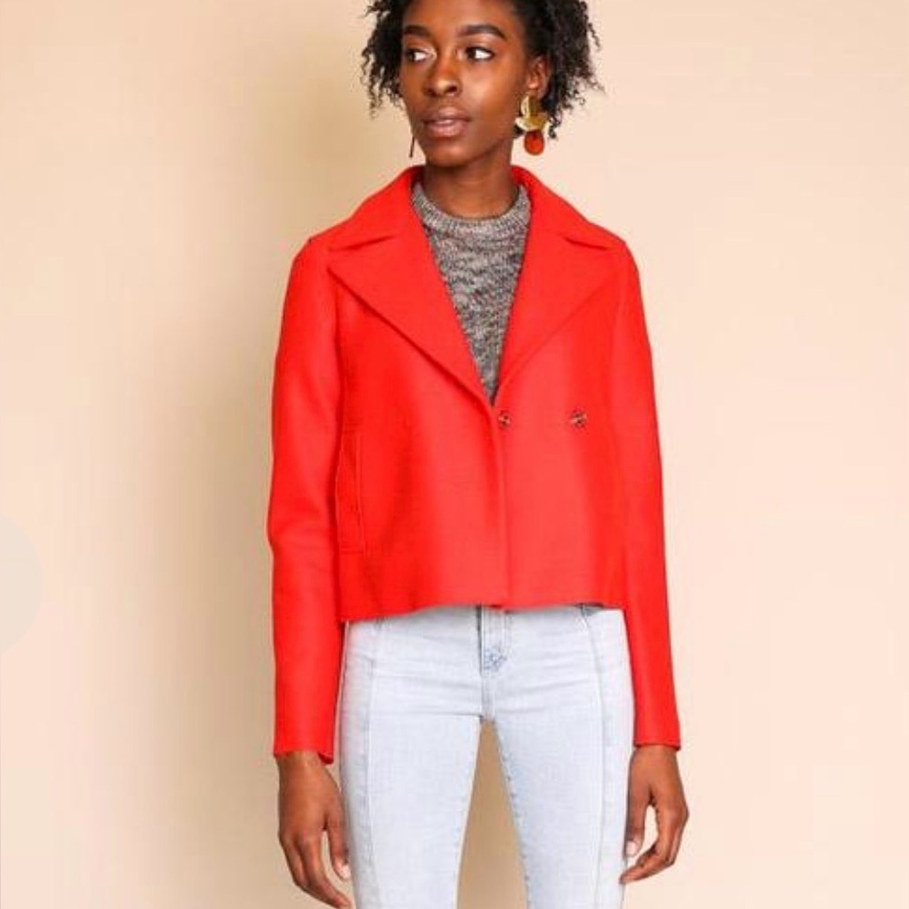 Women's Red Puffer Jacket - Picture 3 of 7